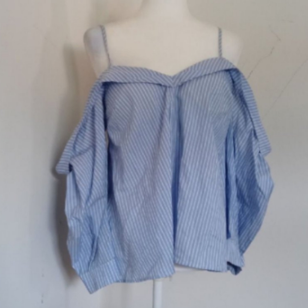 Bardot Womens Paloma Striped Cold Shoulder Top Sz 8 US